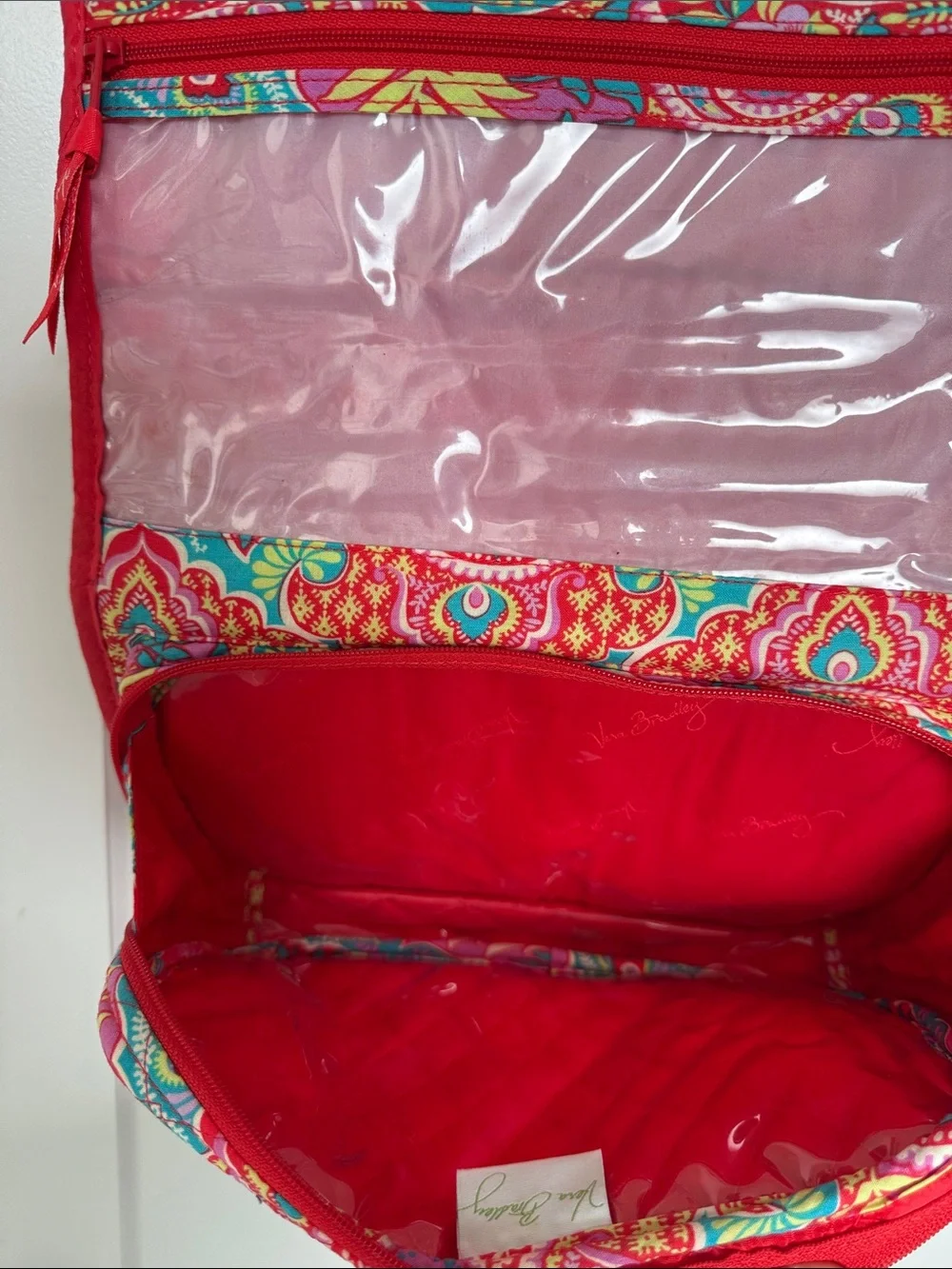Vera Bradley Bright Floral Quilted Travel Case in Teal and Red